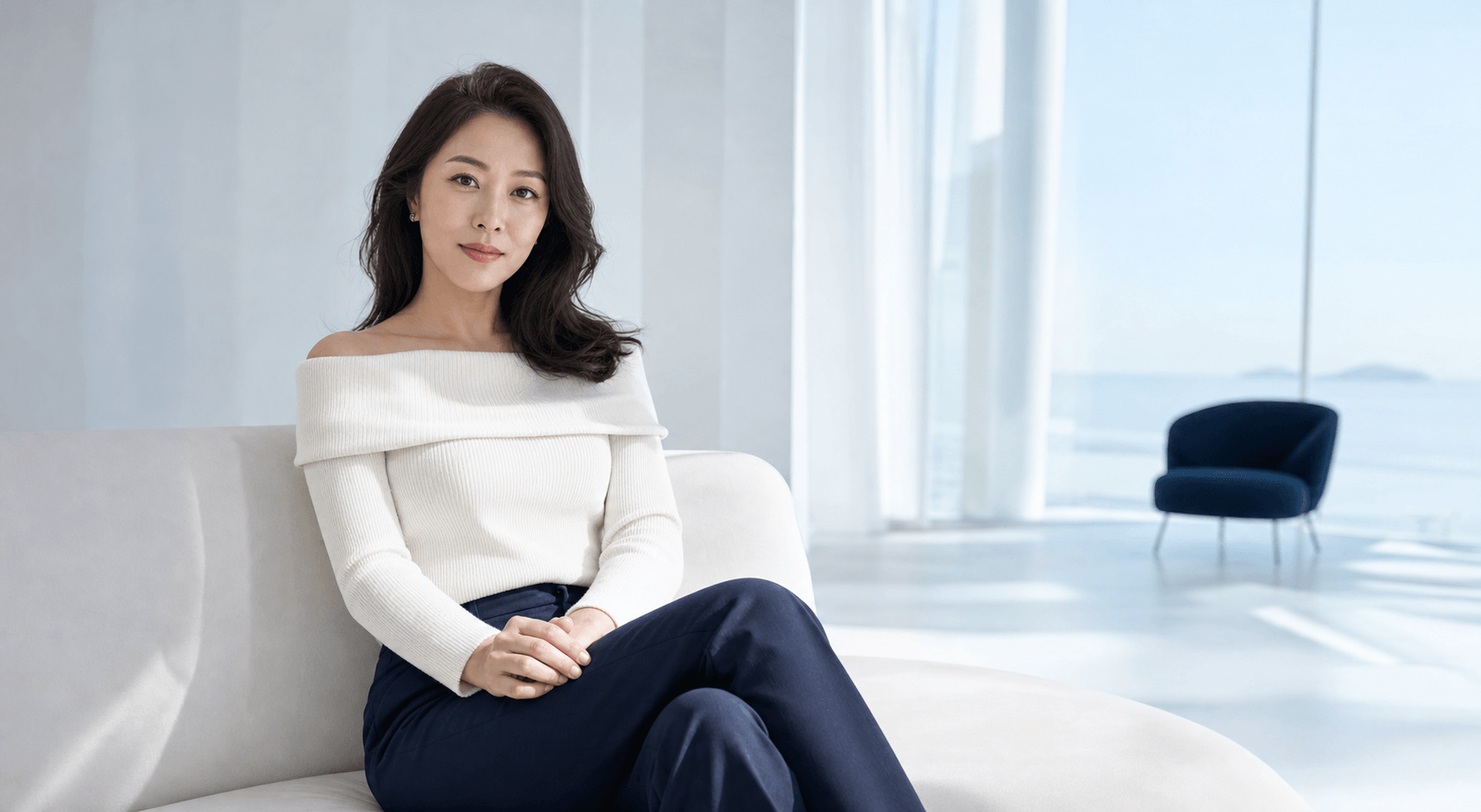 Adult woman in a bright consultation setting